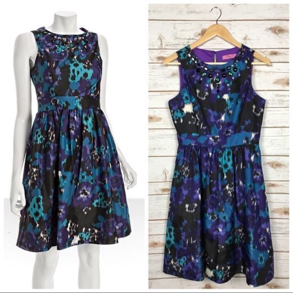 ELIZA J Ikat Jeweled Cocktail Dress H104 - Picture 1 of 8